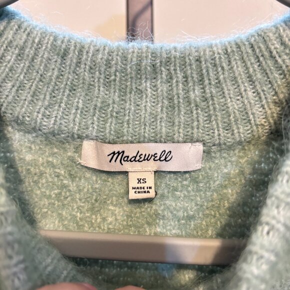 Madewell Havener Frosted Sage Alpaca Wool Blend Cable Sweater - Picture 6 of 13